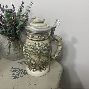 Vintage Gray/Green 1988 Lidded Ducks of American Wilderness Beer Stein